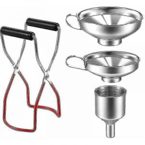 Ensemble D'entonnoirs De Cuisine, 4 Pi&egrave;ces, Passoire, Entonnoir En Acier Inoxydable, Petit Entonnoir En Acier Inoxydable, Pince &Agrave; Confiture, Pots, Entonnoir &Agrave; Confiture (Xq)-Hy - Neuf