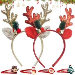 Kal-Lot De 6 Bandeaux De Noël En Forme De Bois De Cerf À Paillettes - Serre-Tête Pour Femme - Neuf