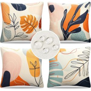 Eryi-Housse Coussin Exterieur Imperméable Boheme 40x40 Housse De Coussin Motif Géométrique Minimaliste Lin Décoratif Taie D'oreiller Pour Canapé Chaise Patio Jardin Salon Chambre Lot De 4 - Neuf