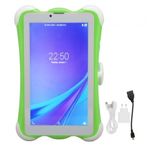 Tablette enfant 7 pouces android HD 1280x800, 3 Go 32 Go, Wi-Fi, double SIM, 6000 mah, protection des yeux, verte, prise UE 100-240 V - Neuf