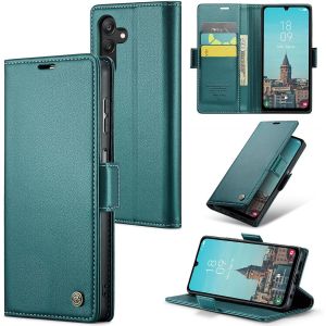 Maa-Coque Pour Samsung Galaxy A25 5g, Étui Housse En Rfid Protection Premium Pu Cuir Portefeuille Rabat Case Magnétique Stand Antichoc, Étui Case Pour Samsung Galaxy A25, Bleu Vert - Neuf