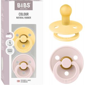 Colour Pacifier Lot De 2 T&eacute;tines Rondes Sans Bpa En Latex De Caoutchouc Naturel,Fabriqu&eacute;es Au Danemark,Taille 1 (0-6 Mois),Beurre P&acirc;le/P&eacute;tale - Neuf