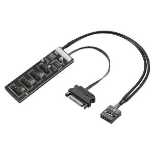 R&eacute;partiteur d'en-t&ecirc;te USB &agrave; 9 broches avec c&acirc;ble d'alimentation SATA,extension de concentrateur USB interne,connexion du r&eacute;partiteur USB 2.0 - Neuf