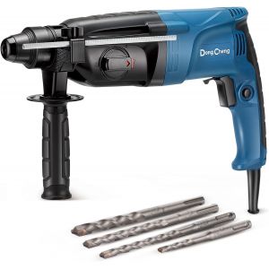 JEXNOVASHOP-DongCheng marteau perforateur 800W, &eacute;nergie d'impact 2.8 J, vitesse de ralenti 0-1200U/min, avec 4 Drill Bit SDS plus, 26mm, perceuse 4 en 1, marteau de d&eacute;molition, poign&eacute;e anti-vibration - Neuf