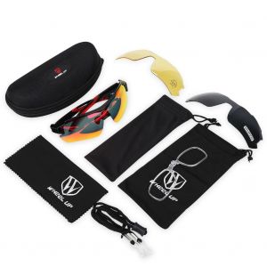 Lunettes De Soleil De Sport En Plein Air Lunettes De V&eacute;lo De Montagne Coupe-Vent Et Anti-Uv (Noir + Rouge) - Neuf