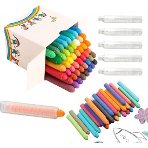 KALANKA-Street Chalk Craie pour enfants 48 pièces colorées avec 5 pièces porte-craie transparent craie murale sans poussière stylos à craie pour tableau noir facile à nettoyer pour l'école, le bureau - Neuf