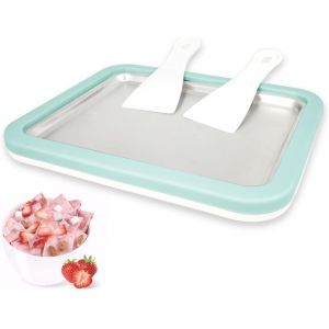 lbgwp60-Machine À Glace Roulée, Appareil À Glace Diy Avec 2 Spatules, Pour Famille Et Enfants, Fabrication De Glace Maison Et Gelato Vert - Neuf