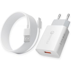 Kal-Chargeur Type C Charge Rapide Pour Samsung Galaxy A54,A52s,A53,A34,A14,S23,S22,S21,S20 Fe,S10,S9,S8 Plus,Z Flip3,Z Fold3,M53 5g, Lg, Xiaomi Note9, Huawei, Google Téléphone, Avec 2m Câble Usb C - Neuf