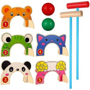 Ensemble de jouets de croquet de dessin animé, jouets de Gateball d'animaux, jouets interactifs parents-enfants, jeux de pelouse - Neuf