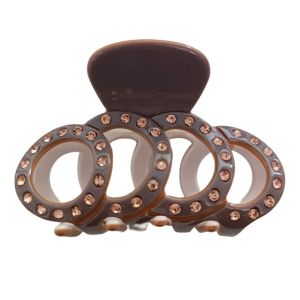 Promotion ! Pince Crabe Créateur 'arégonde' Taupe (Strass) - 60x35 Mm - Neuf