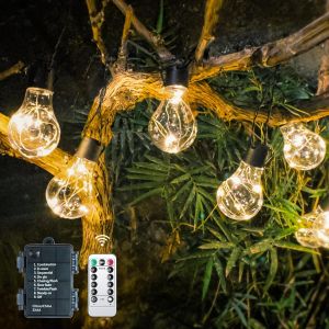 Guirlande Lumineuse D'ext&eacute;rieur Avec Batterie Et Minuterie 9 M 12 Ampoules A60 Led T&eacute;l&eacute;commande Guirlande Lumineuse Avec 8 Modes Ip64 Guirlande Lumineuse Pour No&euml;l, Fen&ecirc;tres, Escaliers, - Neuf