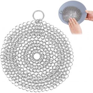 Loranka-Cotte Mailles En Acier Inoxydable Brosselgs &Agrave; R&eacute;curer En Fonte Acier Inoxydable Brosse &Agrave; Chainmail Nettoyeur De Fonte En Acier Inoxydable R&eacute;cureur En Cotte De Mailles, Nettoyeur En Fonte - Neuf