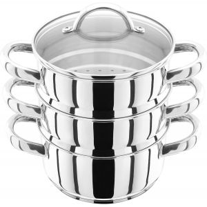 Subzonal-Ensemble Cuiseur Vapeur &Agrave; 3 &Eacute;tages En Acier Inoxydable Avec Cocotte De 16 Cm 600 Ml, 2 Cuiseurs Vapeur Et Couvercle, Compatible Induction, Coffret Cadeau - Neuf