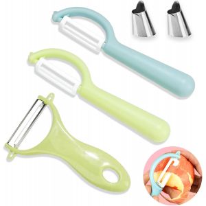 lbgwp60-Éplucheur Universel Econome Legumes Peeler Céramique Éplucheur À Légumes Manuel Pomme De Terre Poignée Ergonomique Couteau Eplucheur Cuisine Pour Fruits Et Légumes 3 Pièces - Neuf