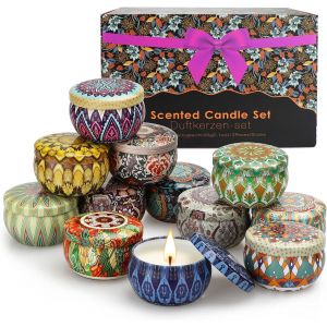 SANSH-Coffret Cadeau de Bougies Parfumées, 12 bougies d'aromathérapie, Bougies 100% Soja, Cadeaux pour Femme, Bougies Parfumées pour la Maison pour un Anniversaire, Noël, Thanksgiving, la Fête des Mè - Neuf
