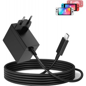 Chargeur Switch, 45W Rapide Chargeur pour Nintendo Switch Compatible avec Switch/Switch OLED/Switch Lite/Switch Dock (Prise en Charge du Mode TV) et Switch Pro Contr&ocirc;leur avec 1.5m USB C C&acirc;ble - Neuf