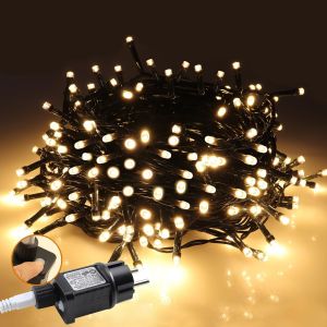 Jgd-Guirlande Lumineuse Led Ext&eacute;rieure 20m 200 Leds, Guirlande Ext&eacute;rieure &Eacute;tanche Avec Prise, &Eacute;clairage De No&euml;l Blanc Chaud Avec 8 Modes Et Fonction Minuterie Pour No&euml;l, Mariage, P&acirc;ques, Jardin, F&ecirc;te - Neuf