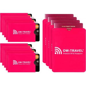 NSIECD-Etui Carte Bancaire Anti Piratage.Porte Carte Antivol Anti RFID.Etui Protection Carte Bancaire sans Contact.Porte Carte Bancaire Anti Piratage (RFID Carte 10+Passeport 4 Rose) - Neuf