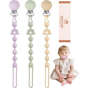 Attache T&eacute;tine Silicone Pour Fille| (Lot De 3)|Cha&icirc;ne D'attache Sucette Douce Et Flexible,Garde La T&eacute;tine De B&eacute;b&eacute; Propre Et En S&eacute;curit&eacute; - Neuf