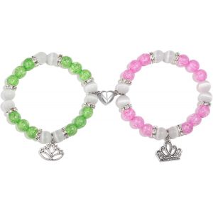 Eryi-2pcs Magnetique Bracelet Connecté Couple, Matching Bracelet D'amitié Couple Correspondant, Bracelet Cadeau Meilleur Ami Petit Ami Et Petite Amie Valentine - Neuf