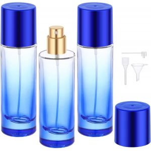 Sansh-Flacon Parfum Vide, 3 Pièces 30ml Vaporisateur De Sac, Rechargeable Et Portable, Spray Bottle En Verre Pour Parfum, Huiles Essentielles Accessoire Voyage (Bleu) - Neuf