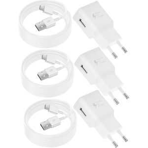 ERYI-3-Pack Chargeur Pour Samsung Charge Rapide, Chargeur Usb Et Usb Type C Cable Pour Samsung Galaxy A15 A14 A13 A04S A05S A71 A55 A54 A53 A42 A35 A34 A33 A25 A23 M53 M34 M13 S8 S9 S10 S20 S21 Plus - Neuf