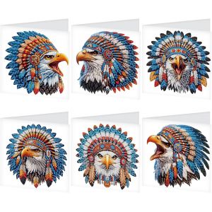 Oayew-Lot De 6 Cartes De V?ux Diamond Painting - Motif Aigle - Animaux - Peinture Diamant - Carte D'anniversaire - Carte De Remerciement - Carte De V?ux - Cartes De Vacances - Broderie Au Point De - Neuf