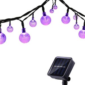 Guirlande Solaire Ext&eacute;rieure Avec Ballon, 6,5m 30 Led Guirlande Lumineuse Solaire Etanche, 8 Modes D'&eacute;clairage Lampe D&eacute;coratives Pour Jardin Gazebo Patio Cour Cl&ocirc;ture Ext&eacute;rieur (Violet) - Neuf