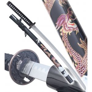 Katana en Bois Dragon Epee Decoration Sabre Replique Katana Japonais Black Edition D&eacute;coration - Neuf