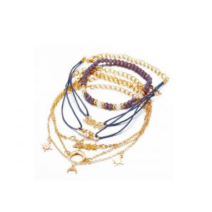 Ensemble De 6 Bracelets Simples Pentagon Moon Et Cha&icirc;ne De Pied Pour Un Style Polyvalent - Neuf