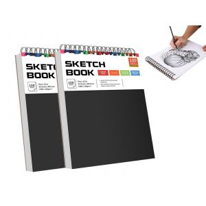 Lot De 2 Carnets &Agrave; Spirale De 100 Feuilles De Papier &Agrave; Dessin 23 X 30 Cm - Neuf