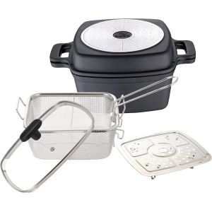 Subzonal-Foodies | Set De Casseroles 5 Pi&egrave;ces En 1 | Set Multifonction En Fonte D'aluminium | Cuisson, Griller, R&ocirc;tir Et Cuire &Agrave; La Vapeur | Accessoires Inclus | Pour Tous Les Types De Plaques De - Neuf