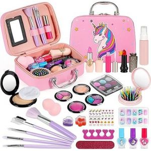 Coffret De Maquillage Pour Fille, Trousse De Maquillage Lavable 27 Pièces Avec Boîte De Rangement, Cadeau D'anniversaire Ou De Noël Pour Fille De 3 Ans Et Plus. - Neuf