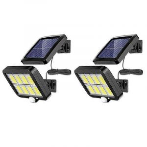 2Pc 2000 Lumen 160 Appliques Murales Solaires IP65 Étanche Filaire Détecteur De Mouvement Sécurité Projecteur Adjus - Neuf