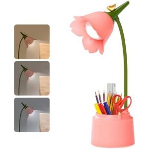 Lampe de bureau LED à intensité variable pour enfants, 3 températures de couleur, rechargeable par USB, capteur tactile et bras flexible, lampe de table avec porte-stylo, lampe de lecture écologique - Neuf