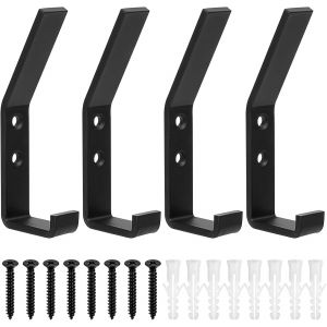 Subzonal-4 Pcs Crochet Mural, Patere Murale, Patère Murale, Patères Noires, Porte Manteau Mural Noir, Crochet Porte Manteau En Métal Pour Cuisine, Salle De Bain, Chambre À Coucher, Manteaux, Vêtement - Neuf