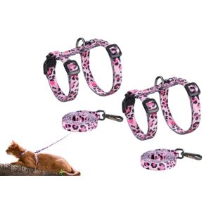 Harnais Et Laisse R&eacute;glables Anti-Fugue Pour Chatons - Rose - Neuf