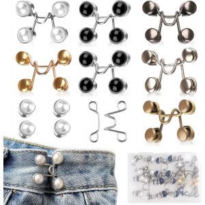 MEVRONISSHOP-Lot de 8 Serre Taille pour Jean, 2 Style Bouton Jean Clipsable, Boutons de Pantalon Amovibles, Boucle de Taille en Jean pour Serrer le Bouton de R&eacute;glage de la Taille - Neuf