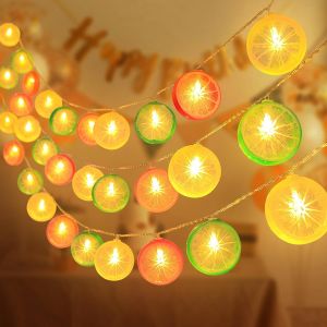 Kalanka-Guirlande Citron Lumineuse, 3m Guirlande Lumineuse Exterieure Fairy Lights D&eacute;corative Interieure Citron Artificielle Tranche De Guirlandes Pour Chambre &Agrave; Coucher F&ecirc;te Carnaval, Couleurs - Neuf