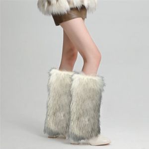 1 Paire De Couvre-Mollets D'hiver En Fausse Fourrure, Antidérapants, Couleur Unie, Style Jk, Élastiques Épais, Vêtements Quotidiens, Jambières De Sortie De Sport-25 Cm Blanc - Neuf