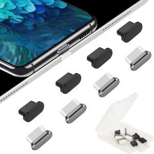 Thef-Lot De 8 Bouchons Anti-Poussière Pour Usb C 4 Aluminium + 4 Capuchons De Protection En Silicone De Type C Compatibles Avec Samsung Galaxy S21 Ultra Xiaomi Redmi Note 11 Pro Oneplus Huawei Mate - Neuf