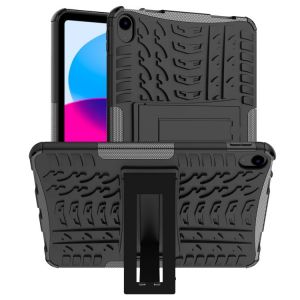 Coque En Tpu + Pc Avec Texture De Pneu Pour Ipad 11 11e G&eacute;n / 10.9 10e G&eacute;n 2022/2025 Avec Support - Noir - Neuf