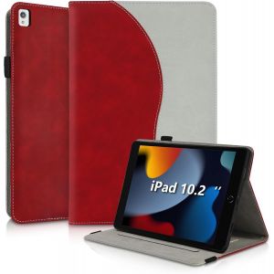Kal-Coque Pour Ipad 10.2 Pouces (Modèle 2021/2020/2019, 9ème/8ème/7ème Génération) Étui En Cuir Pu À Rabat Avec Support Fonction Housse De Protection Ultra Fin Avec Porte-Pencil Rouge - Neuf