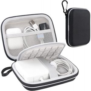 TRAHOO-Sacoche Pochette de C&acirc;ble Organisateur d'accessoires &Eacute;lectroniques Sac de Rangement pour Disque Dur, Cl&eacute;s USB, AirPods, Apple Pencil, Carte M&eacute;moire, &Eacute;couteur, Chargeur, &Eacute;tui de Transport, Noir - Neuf