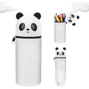 Kal-Trousse Silicone Verticale,2 In 1 Grande Capacit&eacute; Extensible &Eacute;tui &Agrave; Crayon,Trousse Kawaii Fermeture Eclair En Silicone Porte-Stylo De Table Pour Gar&ccedil;on Et Fille(Panda) - Neuf