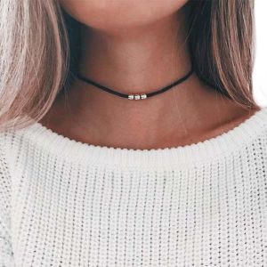 Kal-Boho Black Velvet Collier Collier Argent Perlé Collier Ras Du Cou Punk Noir Velours Collier Collier Minimaliste Clavicule Collier Bijoux Pour Femmes Et Filles - Neuf