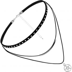 Kal-Multilayer Collier Vintage Coeur Etoile Choker Chaîne Dentelle Croix Punk Gothique Pendentif - Neuf