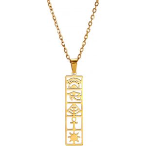 Kal-Collier Pendentif Cartouche Pour Femmes Collier Croix ?il D'horus/Ankh Collier Cartouche Nom Personnalisé Hieroglyphe Ancienne Égypte Amulette Bijoux Cadeau - Neuf