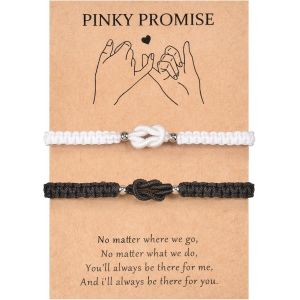 Kal-Bracelet Couple Cadeau Couple Cadeau Saint Valentin Bracelet Amoureux Pour Lui Elle Kabbalah Porte-Bonheur Amulette Femmes Hommes Petit Ami Amie Fiançailles Noël Anniversaire Noir Et Blanc - Neuf