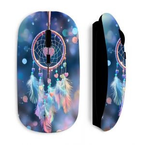 Souris noire Sans Fil Attrape r&ecirc;ve color&eacute; rose et bleu - Neuf